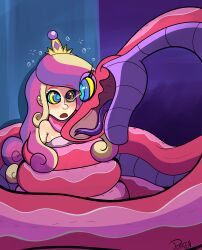  absurdres coils dazed dress expressionless femdom hypnotic_eyes kaa_eyes long_hair multicolored_hair my_little_pony open_mouth penken personification pink_hair princess princess_cadance purple_hair snake 