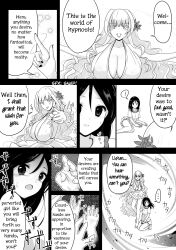  breasts comic female_only femdom femsub finger_snap hard_translated horochi huge_breasts illusion long_hair monochrome original text translated very_long_hair 