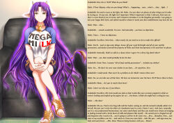 absurdres bell_collar breasts caption caption_only collar cow_girl female_only femdom glowing hawkeye_(writer) high_heels horns hypnotized_dom large_breasts leash male_pov manip original pov pov_sub purple_hair queen_lindabelle_(hawkeye) royalty shorts smile submissive_hypnotist t-shirt text transformation trw18 very_long_hair yellow_eyes