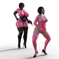  breasts femsub goggles haigure high_heels huge_breasts hypnotic_accessory hypnotic_beam large_breasts latex red_hair thick_thighs 