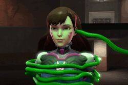  3d ahegao alien animated animated_gif brain brain_injection brain_sucking brainless breasts clothed d.va dazed external_brain female_only femsub large_breasts lobotomy long_hair open_mouth overwatch pembroke source_filmmaker tentacles tongue tongue_out 