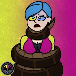  asphyxiation blue_hair breasts bulma_briefs coils disney dragon_ball dragon_ball_super earrings femsub hypnotic_eyes jewelry kaa kaa_eyes large_breasts milf open_mouth ordeper_arts short_hair snake the_jungle_book 