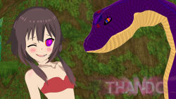  3d brown_hair femsub happy_trance hypnotic_eyes kono_subarashii_sekai_ni_shukufuku_wo! megumin_(konosuba) short_hair snake thandc 