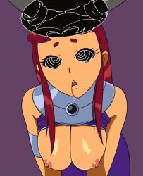  alien alien_girl animated animated_eyes_only animated_gif breasts dc_comics drool expressionless female_only femdom femsub large_breasts long_hair magic open_mouth raven red_hair spiral_eyes starfire super_hero symbol_in_eyes teen_titans topless zelamir 