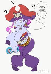  brain brain_drain brainless breasts drool external_brain female_only femsub huge_breasts kandlin large_breasts open_mouth potion risky_boots shantae_(series) short_hair text topless unfocused_eyes 