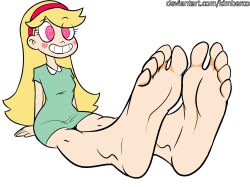 barefoot blonde_hair disney feet female_only femsub foot_focus happy_trance heart huge_feet kimberco long_hair sitting smile solo spiral_eyes star_butterfly star_vs_the_forces_of_evil symbol_in_eyes western