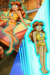 bra brown_hair coilsandroses empty_eyes expressionless nintendo panties princess_daisy super_mario_bros. surprised tagme ufo