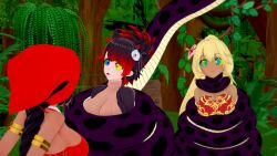  clothed coils female_only femdom femsub happy_trance kaa_eyes kathrine_darkhollow koikatsu! mrkoiru naga_girl original resisting restrained samirah_(pieman754) thala_(frostnova5) 