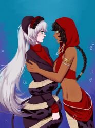 brown_hair coils dark_skin dazed female_only femdom femsub kaa_eyes light_skin liloloria midriff naga_girl original primrose_(cicada) sideboob snake_girl suit tail thala_(frostnova5) tiefling twintails white_hair