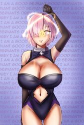  absurdres breasts cleavage clothed collar fate/grand_order fate_(series) female_only femsub gloves glowing glowing_eyes gradient_background huge_breasts magic mantra mashu_kyrielight midriff navel opera_gloves pendulum pink_eyes pink_hair self_hypnosis shrunken_irises simple_background smeef solo thigh_gap thighs tight_clothing 