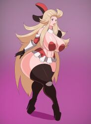 bimboannon bimbofication blonde_hair boots bravely_default breasts edea_lee female_only femsub gloves high_heels huge_ass huge_lips large_breasts large_lips lipstick long_hair pasties skirt smile solo thick_thighs thighs yellow_lipstick