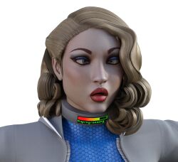 3d blonde_hair collar crossed_eyes female_only large_lips makeup mcrocks open_mouth original solo tech_control