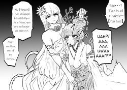  breasts femdom femsub flower_in_hair happy_trance hard_translated heart hug hypnotic_flower kimono large_breasts original plant_girl symbol_in_eyes tears text vines yunhai yuri 