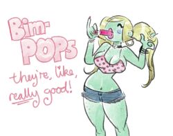 advertisement bimbofication blonde_hair breast_expansion large_breasts mr-dna original popsicle twintails