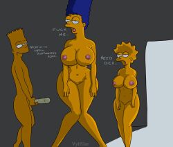  aged_up bart_simpson blue_hair brother_and_sister condom dazed dialogue empty_eyes expressionless femsub lisa_simpson maledom marge_simpson milf mother_and_daughter mother_and_son multiple_girls multiple_subs nude text the_simpsons vylfgor yellow_skin 