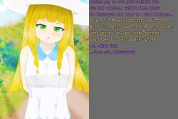 blonde_hair femsub green_eyes lillie_(pokemon) nasicampur32 nintendo pokemon pokemon_sun_and_moon text