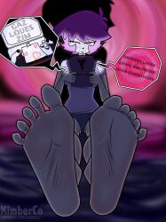 absurdres barefoot black_nail_polish drool feet female_only femsub foot_focus gaz_membrane hypnotic_screen hypnotic_spiral invader_zim kimberco mantra nail_polish purple_hair solo spiral subliminal tech_control text video_game western