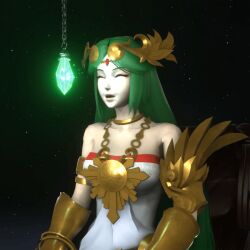  3d animated animated_gif femsub green_hair kid_icarus long_hair nintendo palutena pendulum saiminsensei 