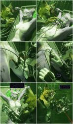  3d armor borg cat_girl comic complex_background drone dronification expressionless femsub furry hivemind hypnotized_hypnotist laser_pointer lizard_boy maledom needle operating_table peril prosthetic_limb restrained scalie star_trek tech_control text thalarynth_(manipper) thought_bubble wolf_boy 