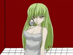  amaturemanga animated bangs breasts c.c. cleavage clothed code_geass expressionless female_only femsub green_hair light_skin long_hair manip noxnonocturne pendulum pocket_watch solo standing tagme tank_top video yellow_eyes 