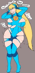  absurdres ass_expansion bimbofication blonde_hair blue_eyes body_control bodysuit breast_expansion breasts cameltoe clock dancing dialogue female_only femsub huge_ass huge_breasts huge_hips knees_together legs long_hair metroid_(series) nintendo ponytail resisting samus_aran signature simple_background solo source_request speech_bubble symbol_in_eyes tagme text thick_thighs tick-tock_saying torn_clothes transformation trembling unhappy_trance very_long_hair xxxx52 zero_suit 