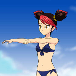 bikini black_hair empty_eyes female_only femsub jimryu miko_nakadai multicolored_hair pink_hair red_hair short_hair tagme transformers_prime zombie_walk