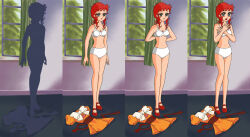blush bra dress femsub g-hiiragi majokko_megu-chan megu_kanzaki panties red_hair sequence surprised underwear undressing