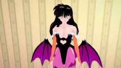 3d brown_hair capcom darkstalkers femdom femsub green_hair happy_trance inuyasha_(series) kagome_higurashi long_hair morrigan_aensland sonrio12