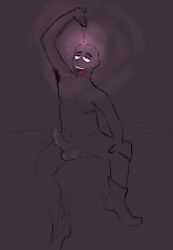  ahegao armpit_hair armpits bald bottomless erection glowing hypnotic_accessory jewelry magic male_only malesub nude open_mouth panting penis pink_eyes precum self_hypnosis sitting sketch socks stupidlilclownboy tongue_out topless 