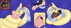  barefoot breasts bulge coils dragon_girl feet femsub happy_trance hierarchdq huge_breasts hypnotic_eyes milotic nintendo pokemon snake vore x-ray 