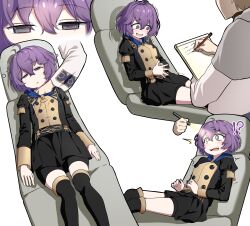  absurdres bernadetta_von_varley blush breast_grab breasts chair dazed empty_eyes etlabsotwe expressionless femsub fire_emblem fire_emblem_three_houses groping hypnotic_light lying maledom multiple_views nintendo on_back open_mouth pen_light purple_hair short_hair simple_background sitting skirt small_breasts spiral_eyes surprised symbol_in_eyes therapist thighhighs white_background 