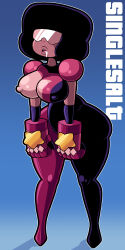 alien alien_girl black_hair bodysuit breasts cartoon_network dazed drool erect_nipples erect_nipples_under_clothes expressionless femsub garnet glasses large_breasts large_hips large_lips nipples shoulder_pads singlesalt steven_universe sunglasses thighs