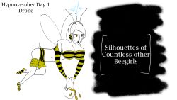 antenna bee_girl breasts drone dronification eve_(poppetkisses) femsub headphones honey hypnovember original sage_of_shadows striped_panties wings yellow_eyes