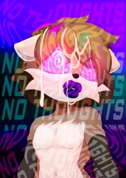 bimbofication cum_on_face cum_on_hair felix_lockhart ferret_boy gloves large_lips lipstick original purple_eyes silencioarthub spiral_eyes spiralwash_eyes text
