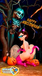  3d absurdres ass blender body_paint bottomless breasts brown_hair disney female_only femdom femsub happy_trance helen_parr hypnotic_accessory large_breasts long_hair milf mirage_(the_incredibles) nude open_mouth short_hair supercasket tech_control the_incredibles topless western 