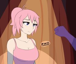  animated animated_gif before_and_after bouncing_breasts breasts cleavage crystal_(zko) female_only femsub finger_snap gloves hypnotic_fingers opera_gloves original ping pink_hair ponytail spiral spiral_eyes symbol_in_eyes zko 