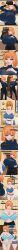  absurdres angry bed bedroom blue_eyes bra breast_grab breasts calusteri closed_eyes clothed confused dialogue english_text eye_color_change female_only femdom femsub huge_breasts milf mother_and_daughter multiple_girls orange_hair original panties possession red_eyes scared short_hair text underwear undressing 