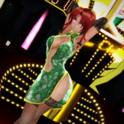  3d animated animated_gif breasts china_dress dancing female_only hong_meiling large_breasts mmd red_hair ring_eyes tagme touhou uyunsyu_(manipper) 