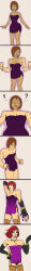 absurdres before_and_after brown_hair bulge cock_growth comic diggerman futanari lingerie lipstick makeup muscle_futa muscle_girl nail_polish necklace original pink_lipstick red_hair transformation transgender underwear
