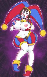  bimbofication breast_expansion breasts clown clown_girl female_only femsub large_breasts mind_break pomni the_amazing_digital_circus topless wrenzephyr2 