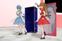  3d asuka_langley_soryu blue_hair doll empty_eyes femsub hypnotized_walking long_hair maid neon_genesis_evangelion orange_hair rei_ayanami short_hair silverkazeninja 