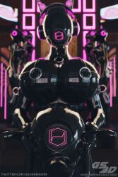  3d bodysuit breasts fake_animal_ears female_only female_pov femsub gas_mask glowing gs3d harness headphones helmet hexcorp_(sleepystephbot) huge_breasts hypnotized_dom latex multiple_girls multiple_subs original pov pov_sub rubber standing standing_at_attention watermark 