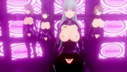  3d animated barcode black_hair bodysuit bottomless breast_grab brown_hair character_request clothed_exposure collar crotch_cutout crotch_tattoo empty_eyes eye_roll face_paint female_only femsub finger_snap g36_(girls_frontline) girls_frontline glowing_eyes grey_hair happy_trance hk416_(girls_frontline) latex long_hair monitor multiple_girls multiple_subs nyxwasher pink_eyes pov pov_dom ro635_(girls_frontline) rubber saluting signature smile spiral standing standing_at_attention straight-cut_bangs tight_clothing topless video vsk-94_(girls_frontline) 