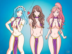  alerith blue_hair brown_hair crystal dorothea_arnault femsub fire_emblem fire_emblem_awakening fire_emblem_fates fire_emblem_three_houses flora_(fire_emblem) happy_trance harem_outfit jewelry nintendo olivia_(fire_emblem) pink_hair spiral_eyes 