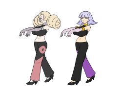 annie_(pokemon) blonde_hair empty_eyes expressionless femsub green_hair katsiika large_breasts nintendo oakley_(pokemon) pokemon zombie_walk