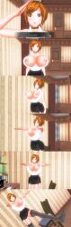  brown_hair empty_eyes erect_nipples exposed_chest expressionless kamen_writer_mc nipple_tweak nipples rika_(made_to_order) tagme trigger zombie_walk 