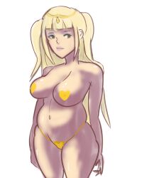 artist_request bikini bimbofication blonde_hair fire_emblem fire_emblem_fates large_breasts nintendo tharja thighhighs