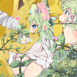  amayadoriya blush coin comic confused dress fangs femsub flower flower_in_hair french_kiss frills green_hair grey_hair heart hypno kissing kneeling nintendo outdoors pendulum personification pokemon pokemon_(creature) pokemon_diamond_pearl_and_platinum pokemon_red_green_blue_and_yellow pokephilia shaymin skirt skirt_lift speech_bubble symbol yellow_skin 