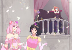 a_link_between_worlds ahoge arm_warmers armor bare_shoulders belt black_hair cape character_request cleavage closed_eyes clothed cosplay crown dress empty_eyes eyebrows_visible_through_hair female_only femdom femsub gloves gojulas hair_clips hair_ornament hair_ribbon hypnotic_accessory hypnotic_music hypnovember jewelry large_breasts leotard magic mina_(gojulas) necklace one_eye_open open_mouth opera_gloves orange_hair original pink_hair ponytail princess_zelda purple_eyes shoulder_pads singing skirt sonia_(the_goddess_sonia) stage the_legend_of_zelda thighhighs twintails visor