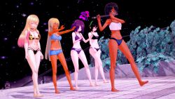 3d alice_jolina_(limrogers) ashley_vesper_(limrogers) bare_legs bare_shoulders barefoot bikini black_hair blonde_hair bra closed_eyes dark_skin eyepatch feet flute freckles happy_trance harem hypnotic_music kacey_wesley_(limrogers) kheyali_dilanne_(limrogers) koikatsu! large_breasts legs limrogers long_hair marin_kitagawa midriff multiple_girls multiple_subs music my_dress-up_darling night original outdoors panties purple_hair short_hair sleeping sleepwalking smile snoring tan_lines tan_skin tomboy underwear zombie_walk